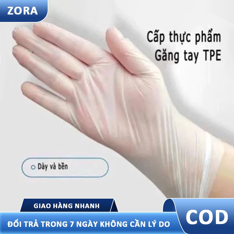 100 chiếc găng tay trong suốt - dạng rút, thích hợp cho nấu ăn, vệ sinh và bảo vệ sức khỏe