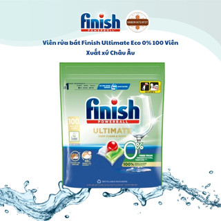  Viên rửa chén bát Finish Ultimate ECO 0% túi 100v   45 viên sinh học không mùi hóa chất làm sạch mạnh mẽ bảo vệ máy 
