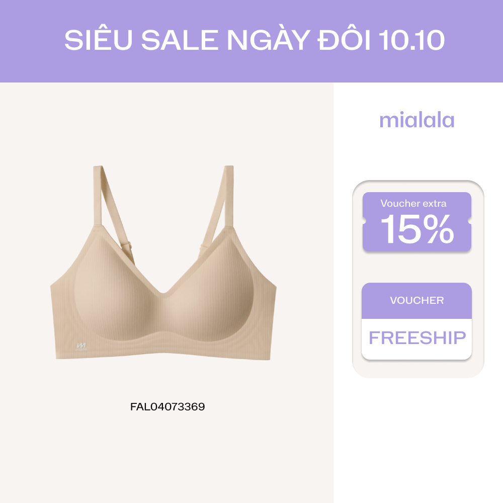 Áo ngực su đúc không gọng Mialala đệm mỏng 0.5cm nâng ngực, tàng hình 3369 FA02113369