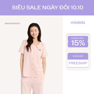 Đồ bộ mặc nhà Mialala chất liệu cotton họa tiết kẻ caro 5432 DMN02025432
