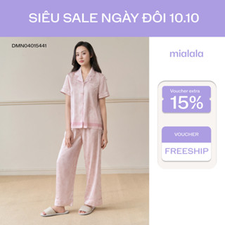 Đồ mặc nhà lụa Mialala pijama tay ngắn, quần dài thanh lịch 5441 DMN04015441