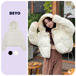 Áo khoác phao croptop Beyo áo phao béo dáng ngắn có mũ chần bông ấm áp T034
