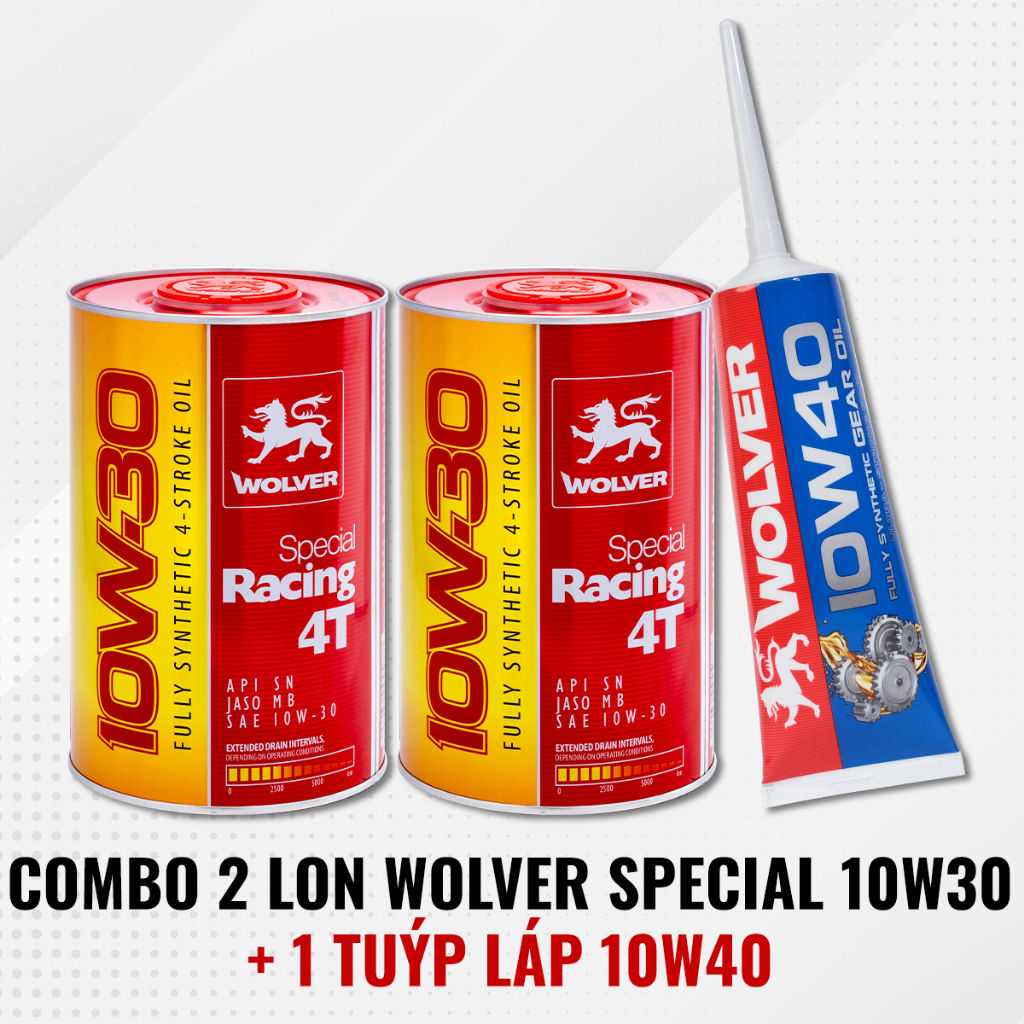 Combo nhớt xe tay ga WOLVER SPECIAL RACING 10W30 - Wolver 10w30 JASO MB 0.8L - GWMB04