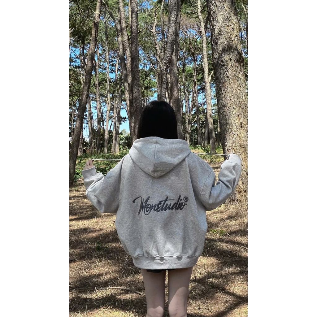 [ NỈ ÉP MÙA HÈ MÁT ] Áo Khoác Hoodie Zip Xuân Hè THÊU NỔI 3D MON STUDIO Vải Nỉ Ép, Form Boxy Unisex, Có Túi Trong. | BigBuy360 - bigbuy360.vn