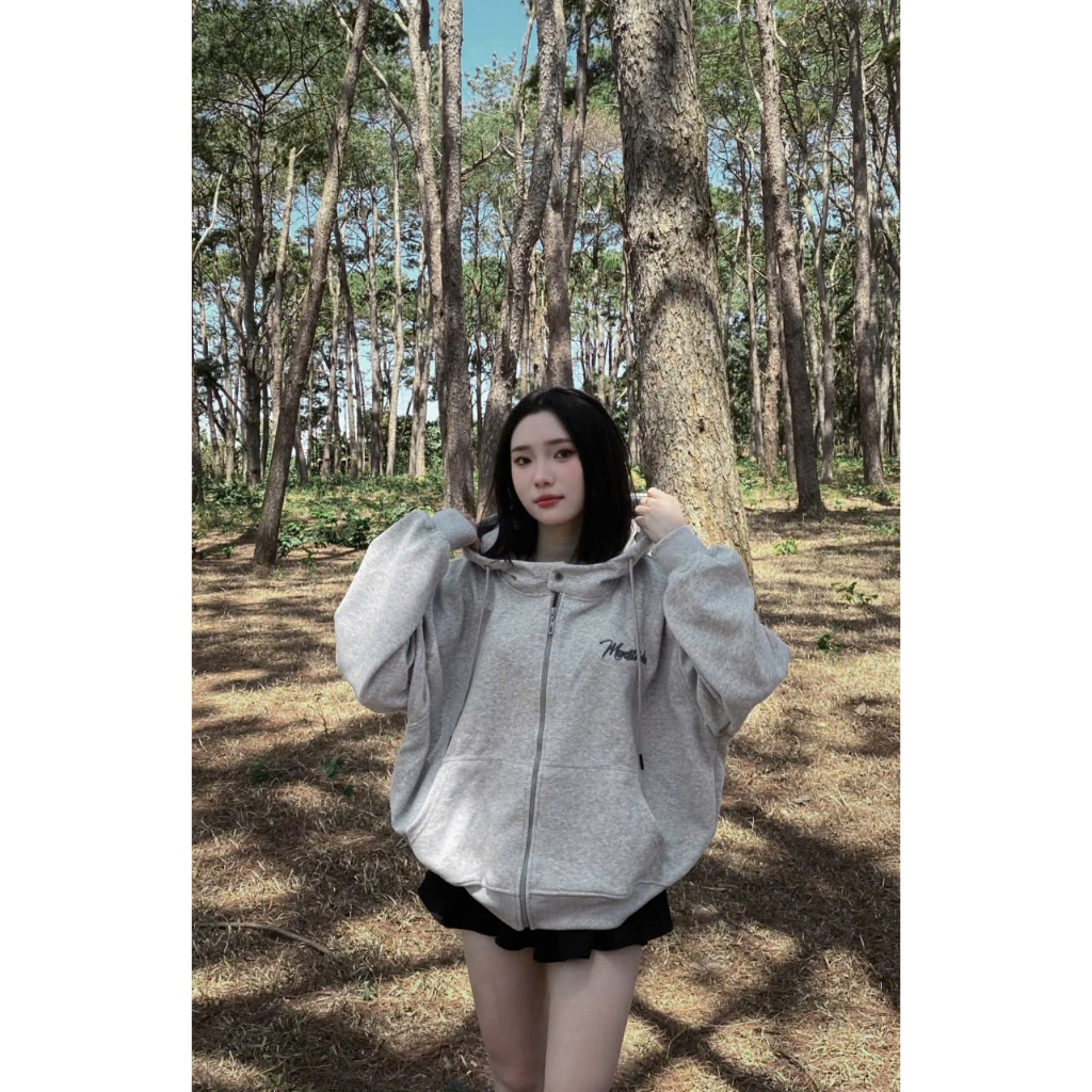 [ NỈ ÉP MÙA HÈ MÁT ] Áo Khoác Hoodie Zip Xuân Hè THÊU NỔI 3D MON STUDIO Vải Nỉ Ép, Form Boxy Unisex, Có Túi Trong. | BigBuy360 - bigbuy360.vn