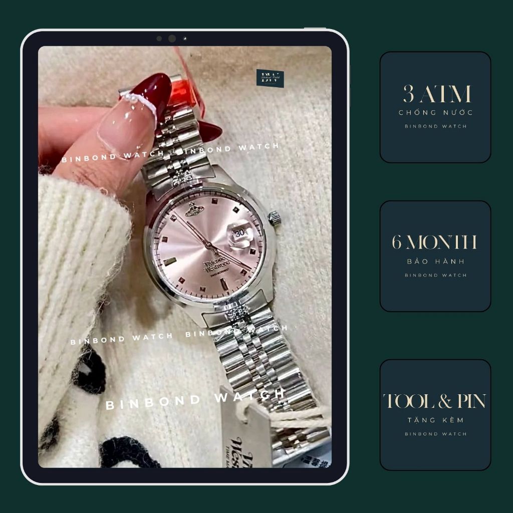 Đồng Hồ Nữ Thời Trang Dây Thép Mặt Hồng Size 26mm Vivienne W15, Đồng Hồ Phong Cách Hàn Quốc Kèm Hộp Phù Hợp Làm Quà Tặng