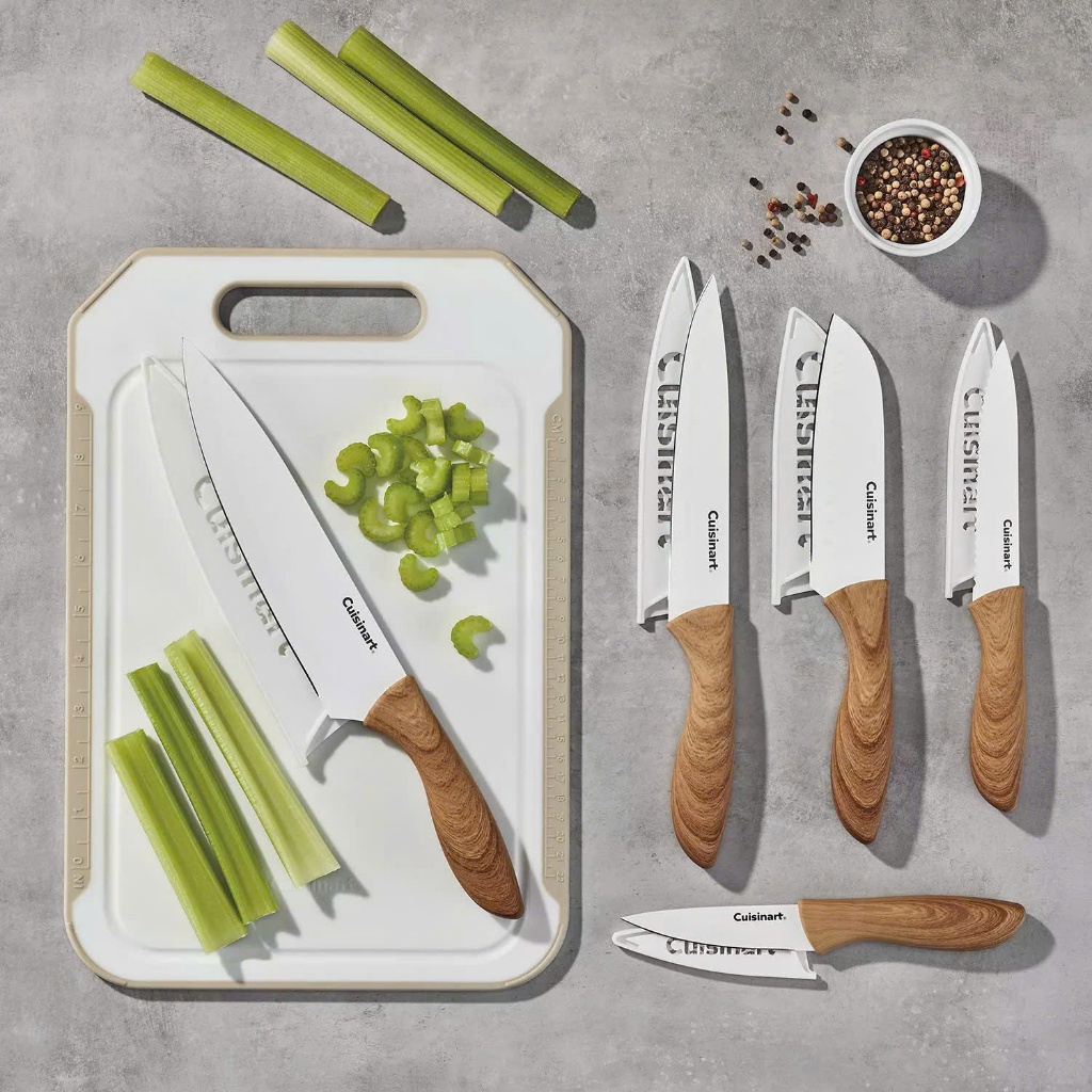 Set 5 bộ dao kèm thớt Cuisinart 11-Piece Ceramic Coated Knife Set with Cutting Board