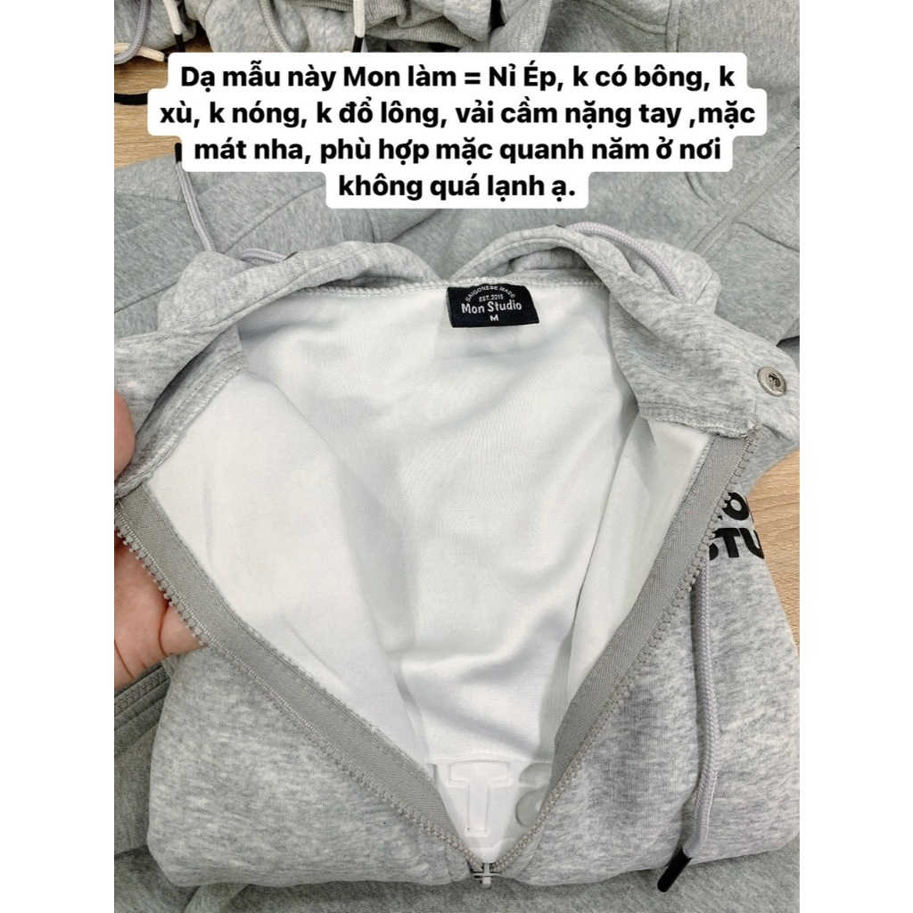 Áo Khoác Hoodie Zip Thu Đông IN NỔI DẬP NỔI MON STUDIO Vải Nỉ Ép, Form Boxy Unisex Nam Nữ Đều Mặc Được, Có Túi Trong | BigBuy360 - bigbuy360.vn