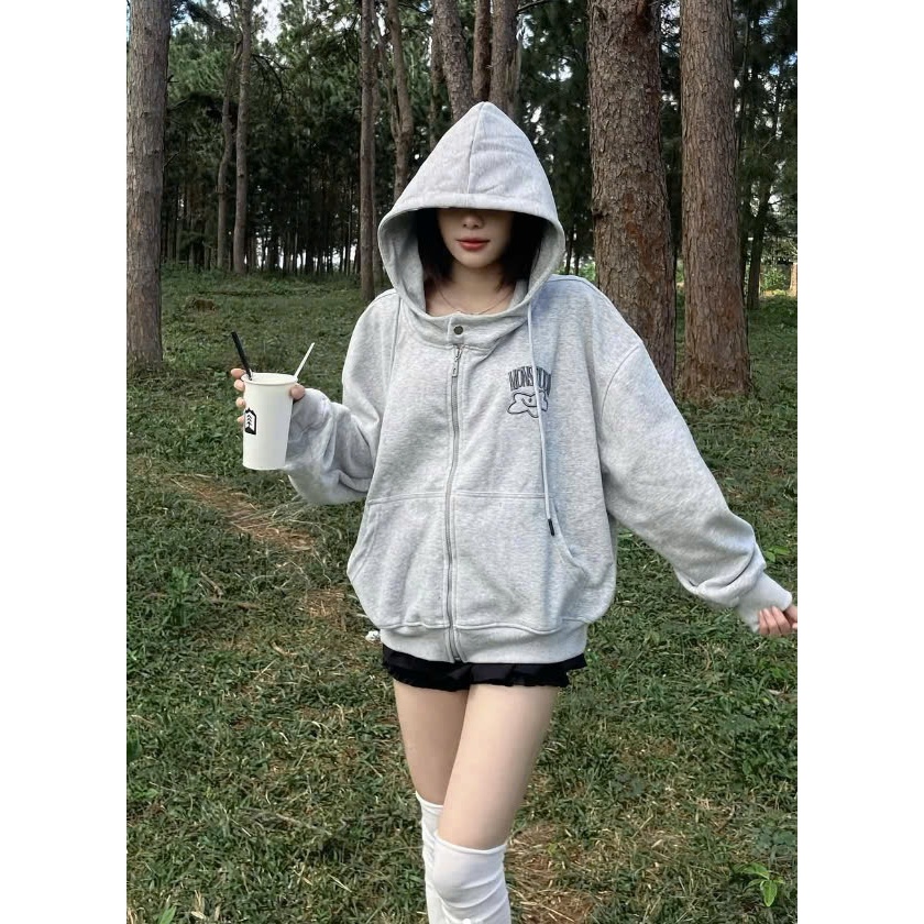 Áo Khoác Hoodie Zip Thu Đông Mon Studio THÊU NỔI 3D NGÔI SAO, Vải Nỉ Ép, Form Boxy Unisex , Có Túi Trong | BigBuy360 - bigbuy360.vn