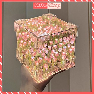 Đèn Ngủ LED Hoa Tulip Kính Tráng Gương Bóng Handmade Quà Tặng Sinh Nhật