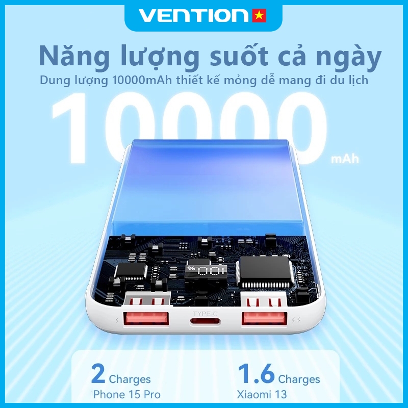 Pin Sạc Dự Phòng 30000mAh 22.5W Vention, 3 Cổng USB/Type-C/Micro, Sạc Nhanh PD3.0, Dung Lượng Lớn Cho Điện Thoại | BigBuy360 - bigbuy360.vn