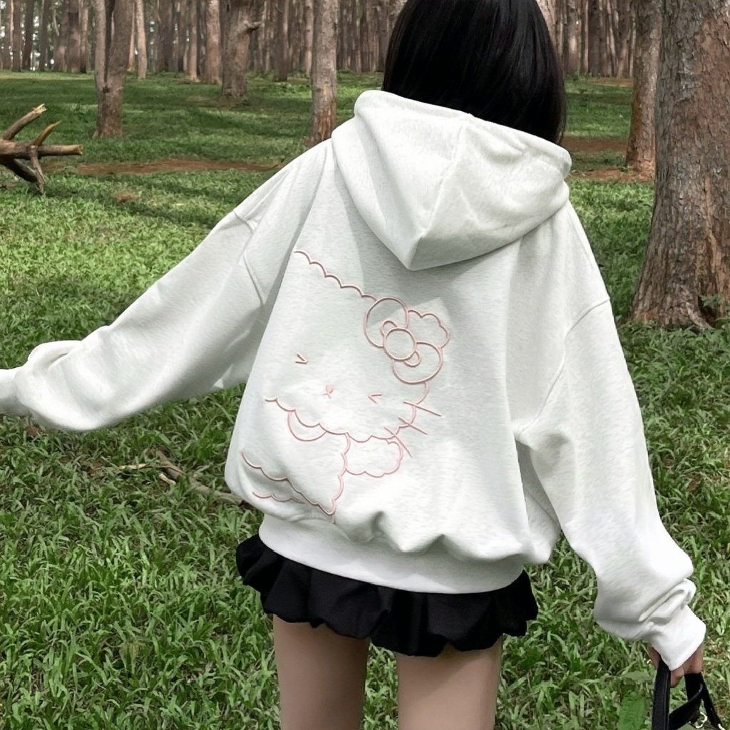 Áo Khoác Hoodie Zip Thu Đông Mon Studio THÊU NỔI 3D MÈO Vải Nỉ Ép, Form Boxy Unisex Nam Nữ Đều Mặc Được, Có Túi Trong | BigBuy360 - bigbuy360.vn