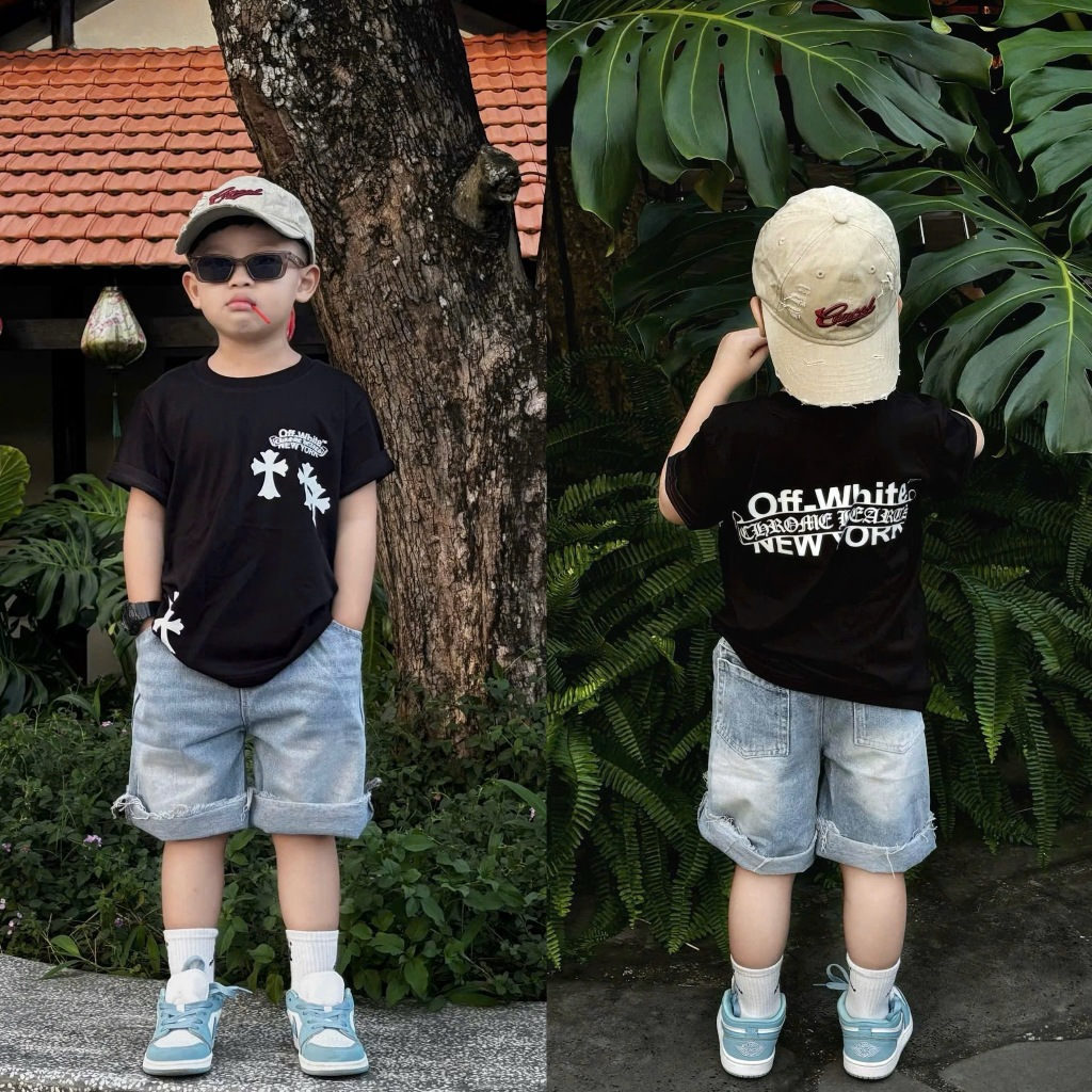 Set áo thun cộc tay kèm quần ngố bò xanh cho bé trai phong cách hàn quốc,quần jean,TPKIDS,[M1775]