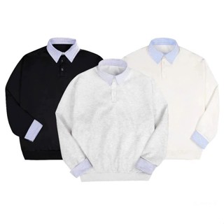 Áo Nỉ Sweater Unisex Phối Sơ Mi Form Rộng Dáng Xuông Thích Hợp Cả Nam Và Nữ