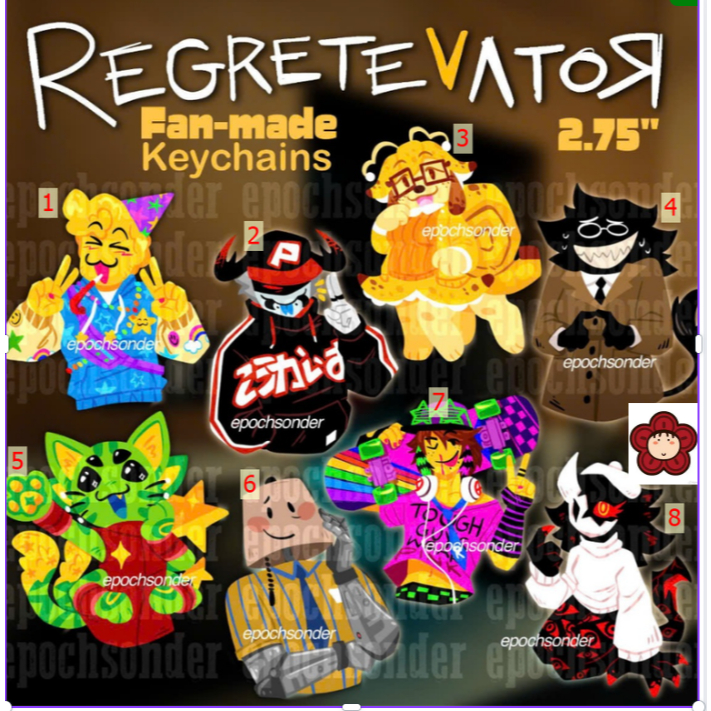 Móc khoá Regretevator Keychains | Poob, Pest, Split, Bive, Gnarpy, Lampert, Infected, Folly