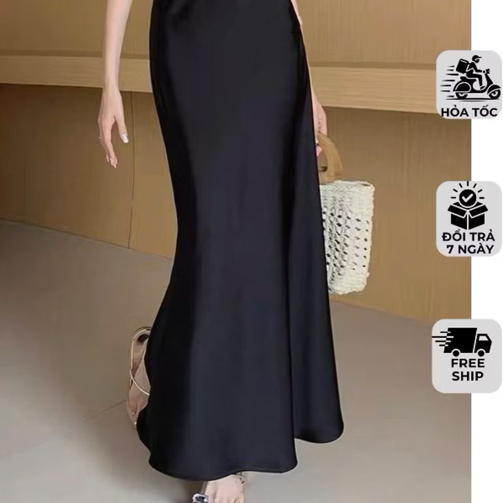 Chân Váy Midi Dáng Dài Chất Liệu Lụa Satin Mềm Mịn Chân Váy Midi Lụa Đuôi Cá Nhẹ Dáng Dài 12 THÁNG SÁU | BigBuy360 - bigbuy360.vn