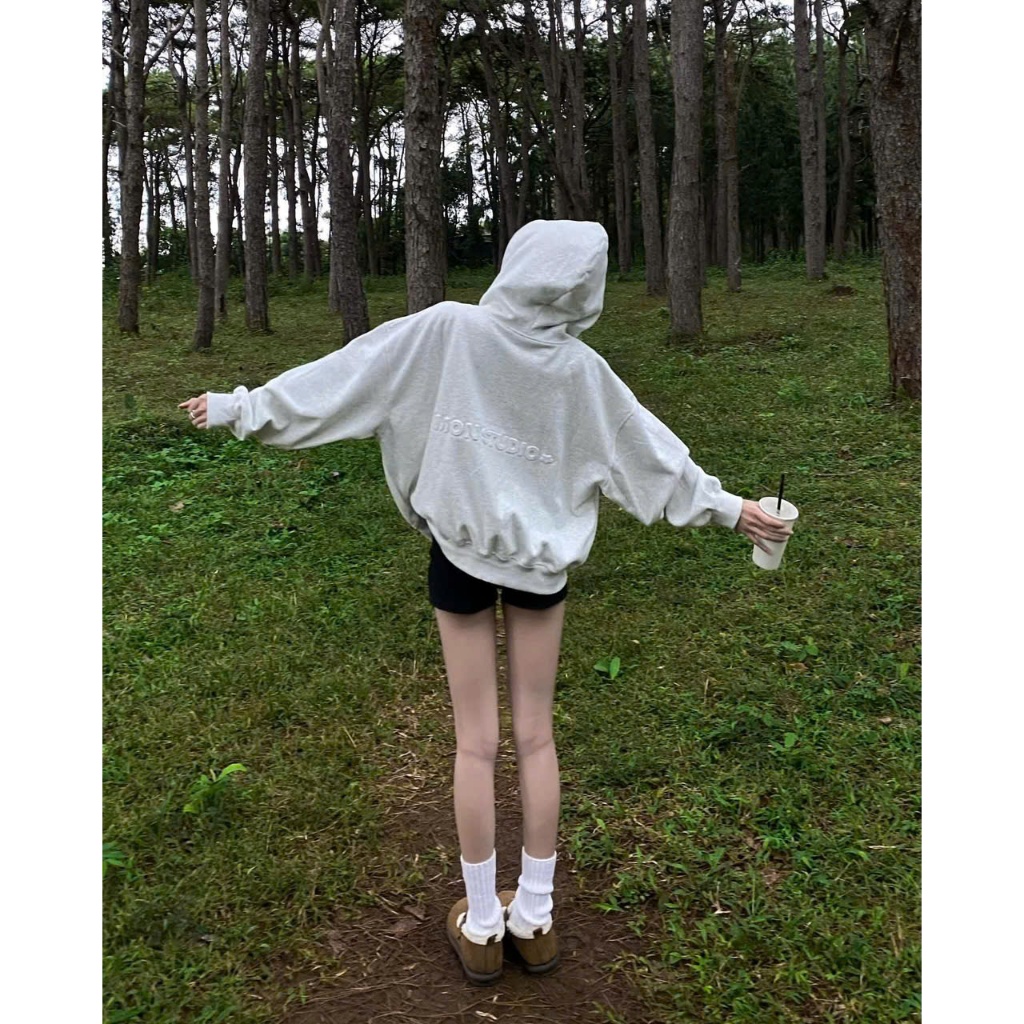 Áo Khoác Hoodie Zip Thu Đông IN NỔI DẬP NỔI MON STUDIO Vải Nỉ Ép, Form Boxy Unisex Nam Nữ Đều Mặc Được, Có Túi Trong | BigBuy360 - bigbuy360.vn