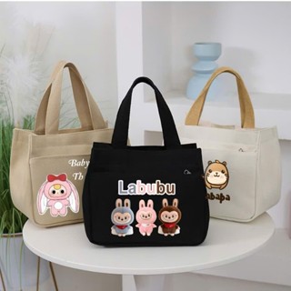 Túi mini đa năng đựng cơm,đựng mỹ phẩm màu sắc đơn giản sức chứa lớn vải Canvas màu sắc đơn giản