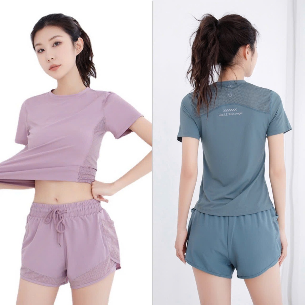 Bộ tập gym nữ áo phù bụng quần 2 lớp, quần áo tập gym yoga aerobic chạy bộ, đạp xe pickleball nữ chất đẹp( Ng40) | BigBuy360 - bigbuy360.vn