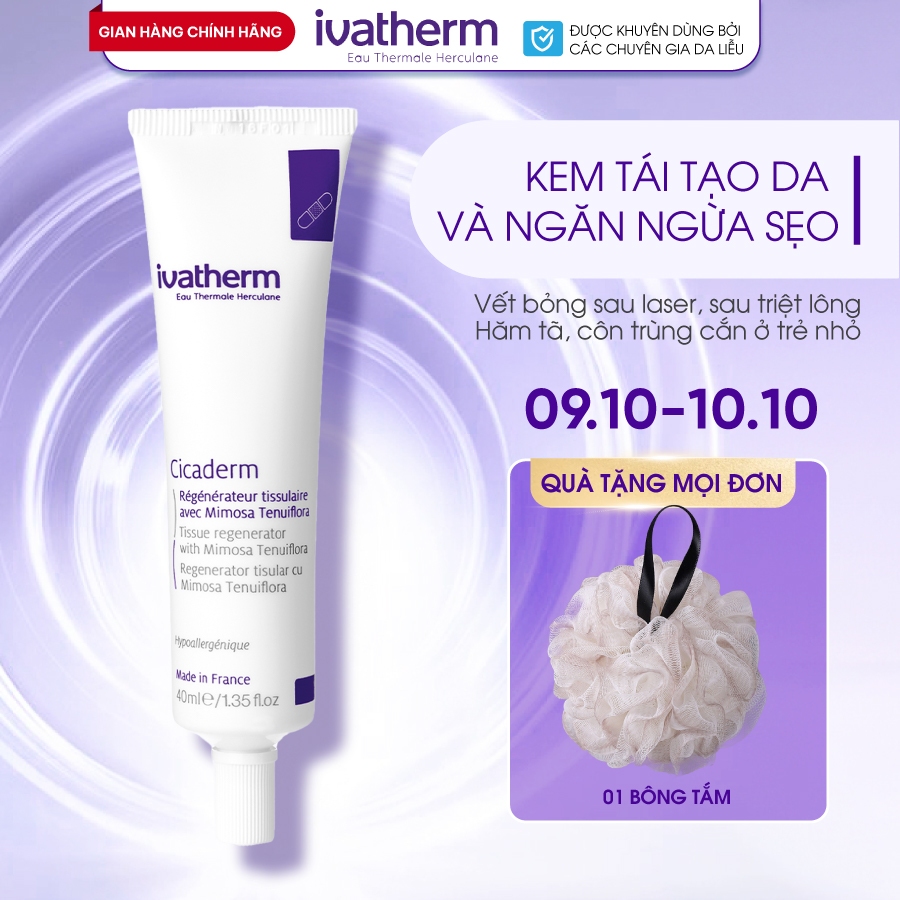 Kem dưỡng phục hồi, tái tạo da ngăn ngừa sẹo Ivatherm Cicaderm Cream - IVATHERM