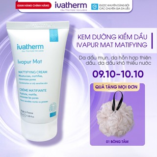 Kem dưỡng kiềm dầu dành cho da dầu nhạy cảm, da mụn Ivatherm Ivapur Mat Matifying Cream 40ml