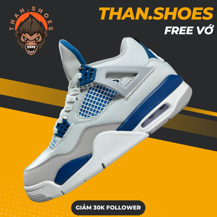 Giày Sneaker JD4 Military Blue, JD4 Trắng Xanh - Than.Shoes