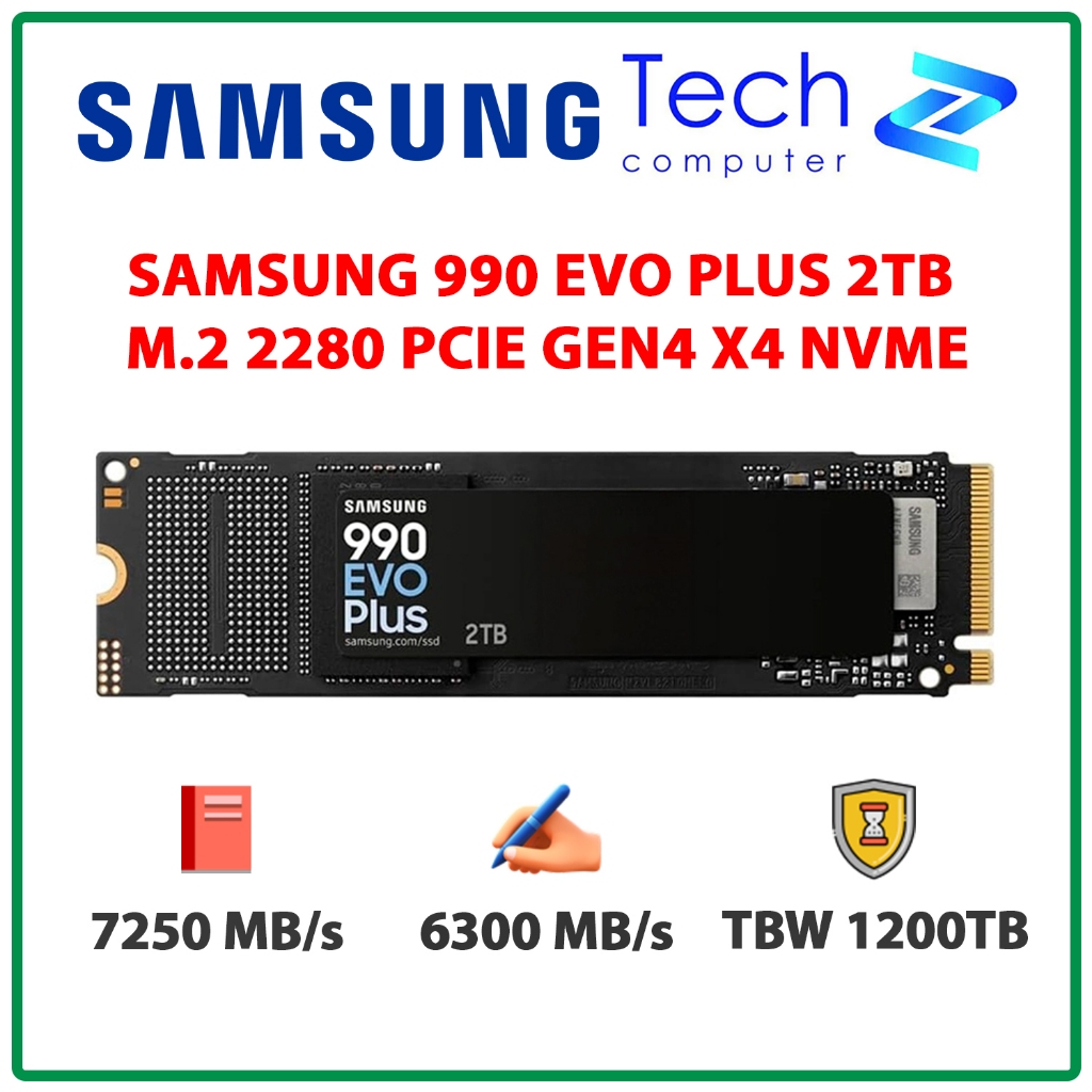 Ổ Cứng SSD Samsung 990 EVO Plus 2TB – M.2 2280 PCIe 4.0 x4 / PCIe 5.0 x2 NVMe V-NAND (Đọc 7250MB/s -
