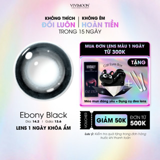 01 Chiếc Kính áp tròng VIVIMOON lens khóa ẩm 1 ngày màu đen Ebony Black (x2 để đặt 1 đôi)
