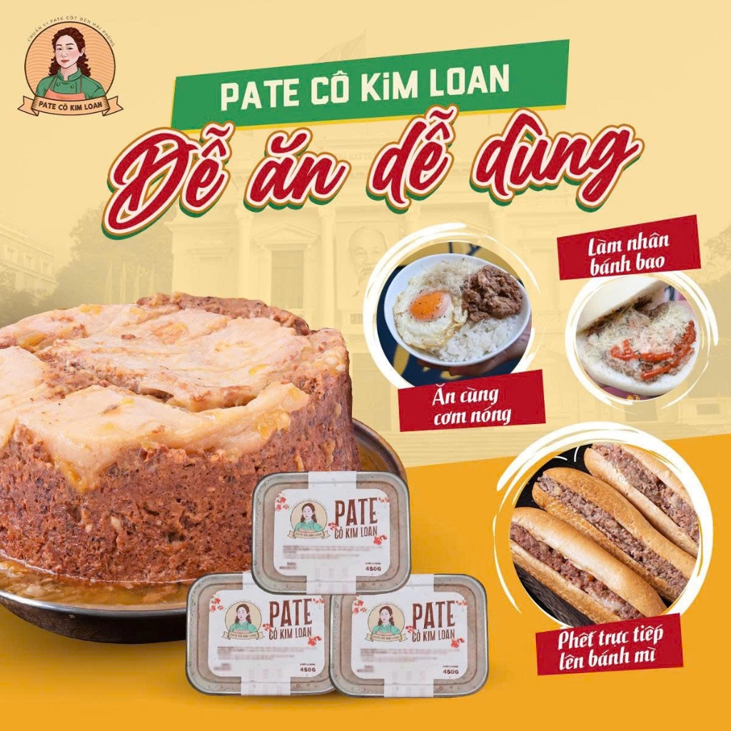 Pate Cột đèn Hải Phòng - Combo 2 hộp Pate 450g - Pate Cột Đèn Cô Kim Loan - Thương hiệu truyền thống 30 năm