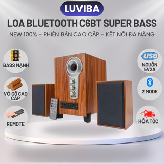  Loa bluetooth vi tính Luviba loa máy tính laptop để bàn C6BT bass mạnh mini đẹp chất có dây 