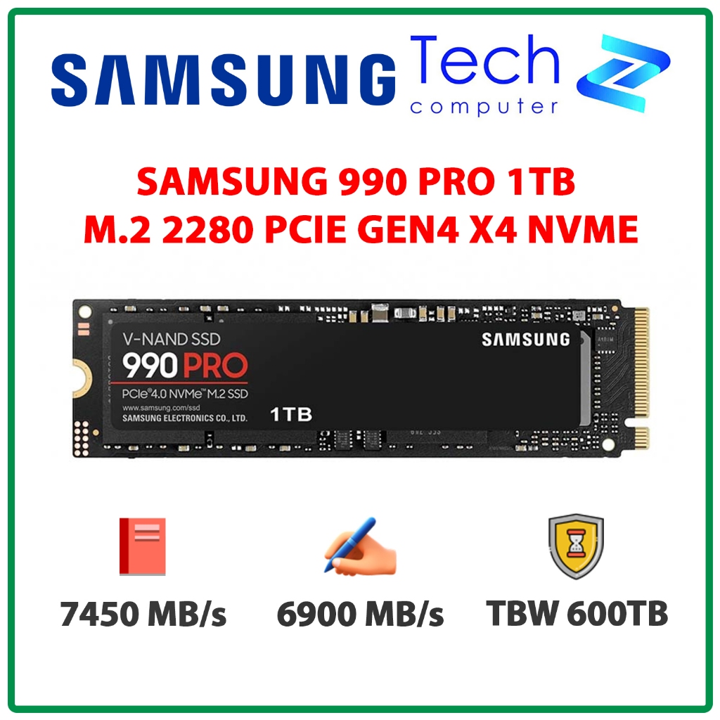 Ổ Cứng SSD Samsung 990 Pro 1TB – M.2 2280 PCIe Gen4 x4 (Đọc 7450MB/s - Ghi 6900MB/s)