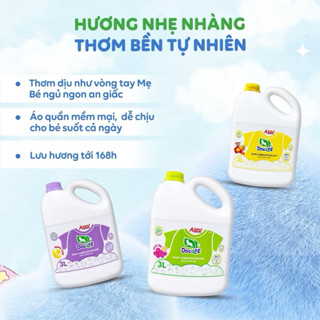  Nước Giặt Xả Quần Áo Em Bé 2in1 DOCILEE 3L Làm Sạch Lưu Hương Lâu Sạch Thơm Mềm Mại Dành Cho Da Nhạy Cảm Bé Từ 0M+ 