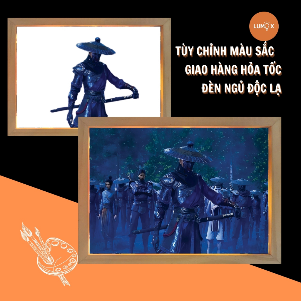 Tranh đèn led 3D Kiếm Lai để bàn, tranh đèn Bất Lương Soái phát sáng Anime treo tường làm quà tặng