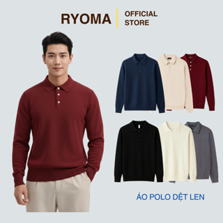  Áo polo nam RYOMA dài tay dệt kim bassic đơn giản chất len lông thỏ mềm mịn giữ nhiệt tốt NLH-11 