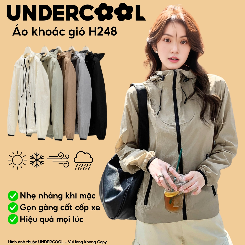 Áo Khoác Gió Nữ Mỏng Nhẹ Chống UV, Dáng Rộng,UNDERCOOL Nữ Dù Mỏng Nhẹ, Chống Nắng, Chống Thấm Nước N