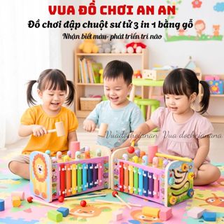 Đập Chuột Kết Hợp Kèm Đàn Và Tìm Đường Đa Năng Hình Sư Tử Đồ Chơi Gỗ Thông Minh Cho Bé