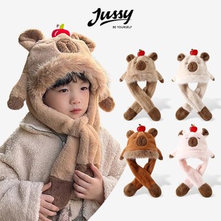  Mũ Len Trùm Đầu Cho Bé JML49 Jussy Official Kèm Khăn Choàng Cổ Capybara Giữ Ấm Bé Trai Bé Gái 2–8 Tuổi 