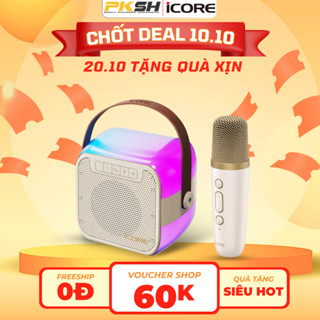 Loa karaoke mini bluetooth iCore ISM59 Kèm 1 Micro - Âm thanh chất lượng, đèn RGB - HÀNG CHÍNH HÃNG