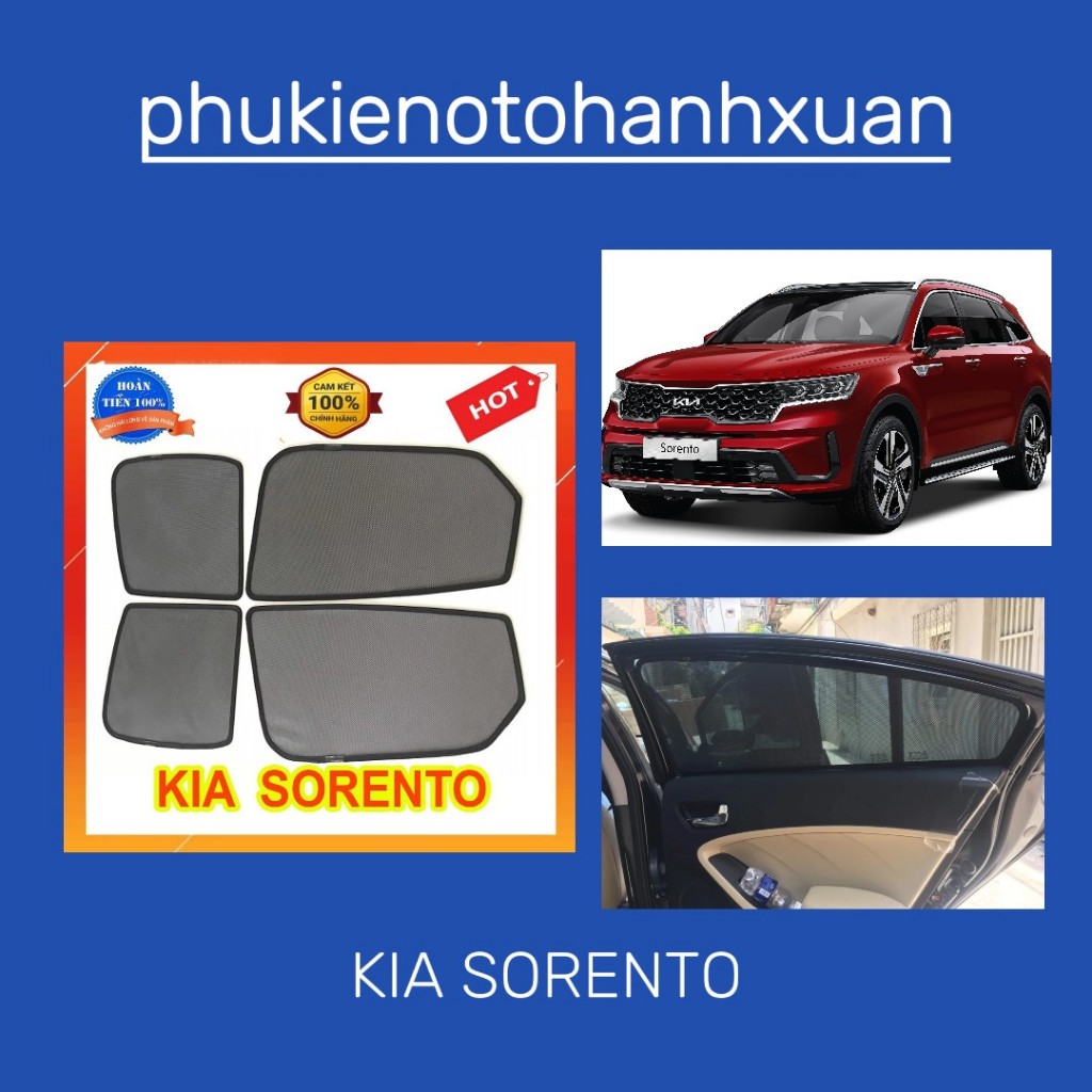 (KIA SORENTO)Rèm Che Nắng Nam Châm Xe Kia Sorento 2016 2017 2018 2019 2020-2023-2024 Loại 1 dày dặn