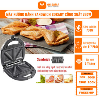  Máy Nướng Bánh SANDWICH VOVI SOKANY Với Công Suất 750W Chống Dính Siêu Tốc Tiện Lợi Dễ Vệ Sinh 