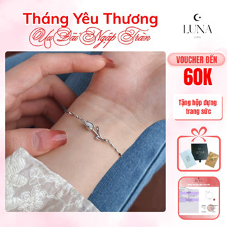  Vòng Tay Nữ Bạc S925 Charm Bông Hoa Tulip Đính Đá Mắt Mèo Thu Hút Năng Lượng Tích Cực LN01-Luna JWL 