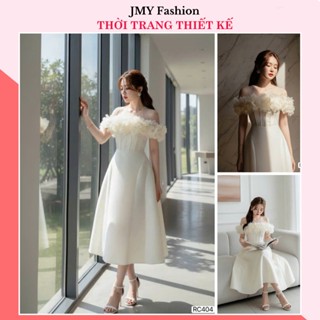  RC404 Váy tafta kem xòe dáng dài thiết kế kễ vai in hoa 3D cá tính  TH RENCY  
