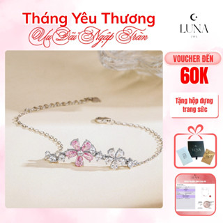 Vòng Tay Hoa Tình Yêu Nữ Bạc S925 Đính Đá Thạch Anh Hồng Tự Nhiên Thu Hút Năng Lượng LN06 - Luna JWL