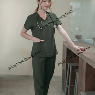 Đồng phục Spa Vải Lon Giãn Nhiều Màu, Bộ quần áo dược sĩ,Scrubs bác sĩ, Áo y tá Nam nữ