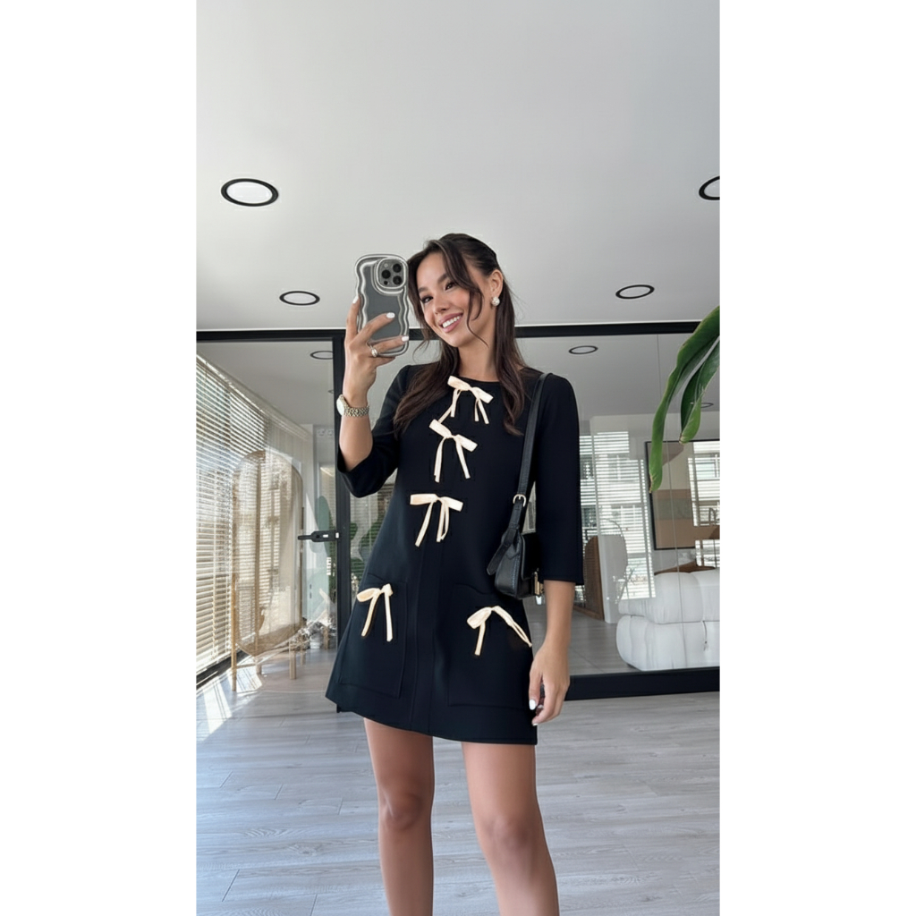 [ZARA AUTHENTIC] Váy Len Zara Authentic Phối Nơ Cực Xinh Giá SALE