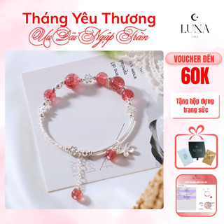 Vòng Tay Nữ Bạc S925 Hồng Ngọc Duyên Đá Thạch Anh Dâu Thu Hút Năng Lượng Tình Duyên LN08 - Luna JWL