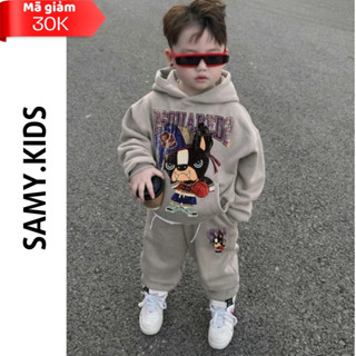   Có sz 70-160  Set ni hoodie DQS chó dễ thương cho bé Bộ nỉ cho bé trai chất nỉ bông và nỉ cua - Samykids 