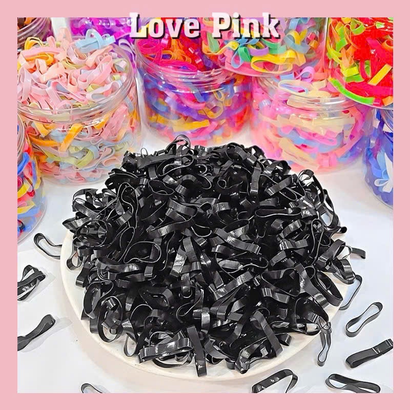 Túi 400 sợi thun cột tóc Thái siêu dai, chun cột tóc màu đen bản to (CT86.1)