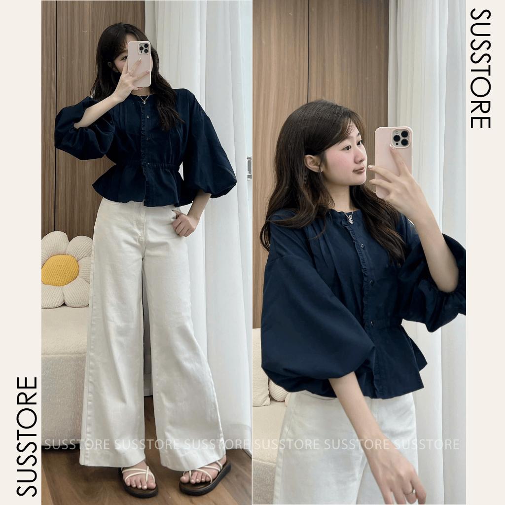 Áo Sơ Mi Xếp Li Trước Cúc Dọc Viền Bèo Chun Eo Tay Bồng A3216 Susstore Thời Trang Nữ | BigBuy360 - bigbuy360.vn