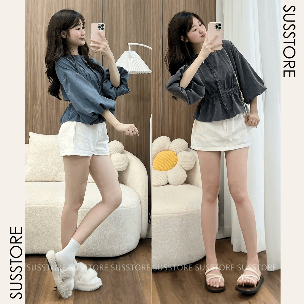 Áo Sơ Mi Xếp Li Trước Cúc Dọc Viền Bèo Chun Eo Tay Bồng A3216 Susstore Thời Trang Nữ | BigBuy360 - bigbuy360.vn